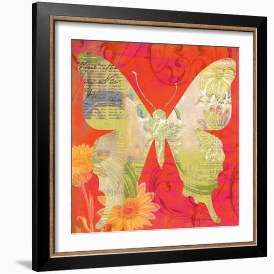 Red Pop Butterfly-Walter Robertson-Framed Art Print