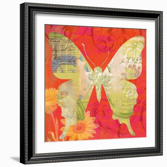 Red Pop Butterfly-Walter Robertson-Framed Art Print