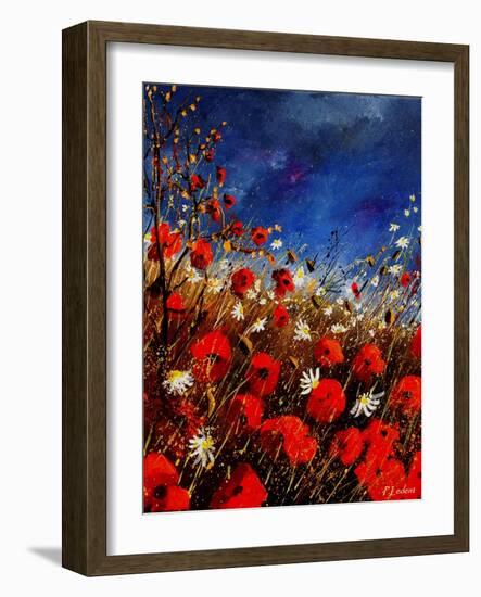 Red Poppies Against A Stormy Sky-Pol Ledent-Framed Art Print