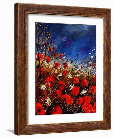 Red Poppies Against A Stormy Sky-Pol Ledent-Framed Art Print