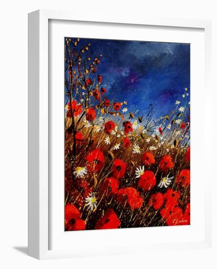 Red Poppies Against A Stormy Sky-Pol Ledent-Framed Art Print