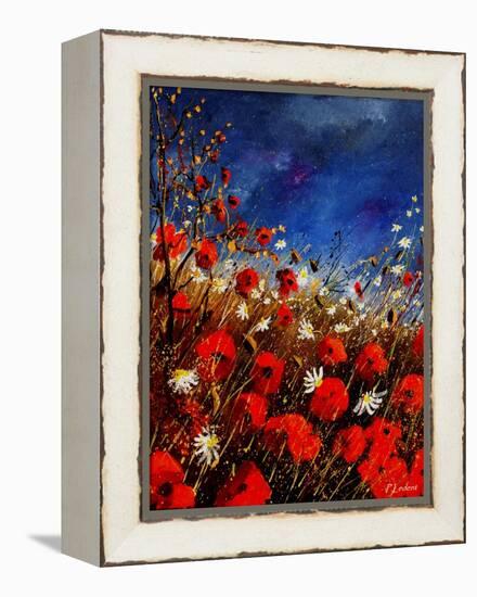 Red Poppies Against A Stormy Sky-Pol Ledent-Framed Stretched Canvas