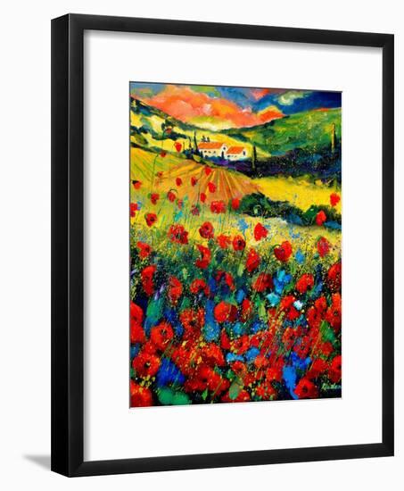 Red poppies in Tuscany (Italy)-Pol Ledent-Framed Art Print