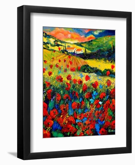 Red poppies in Tuscany (Italy)-Pol Ledent-Framed Art Print