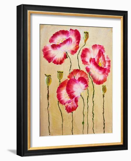 Red Poppies. Oil Painting-Valenty-Framed Art Print