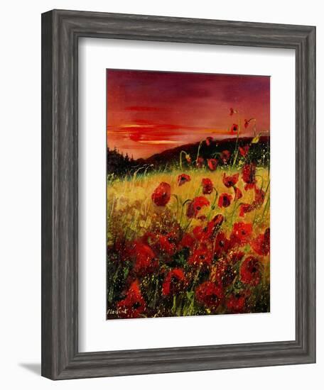 Red Poppies Sunset-Pol Ledent-Framed Art Print