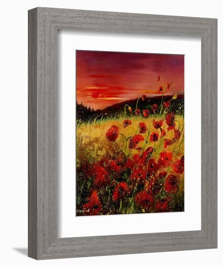 Red Poppies Sunset-Pol Ledent-Framed Art Print