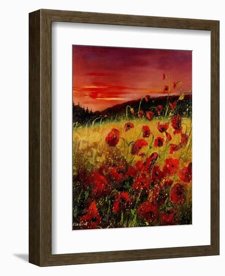 Red Poppies Sunset-Pol Ledent-Framed Art Print