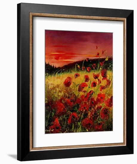 Red Poppies Sunset-Pol Ledent-Framed Art Print