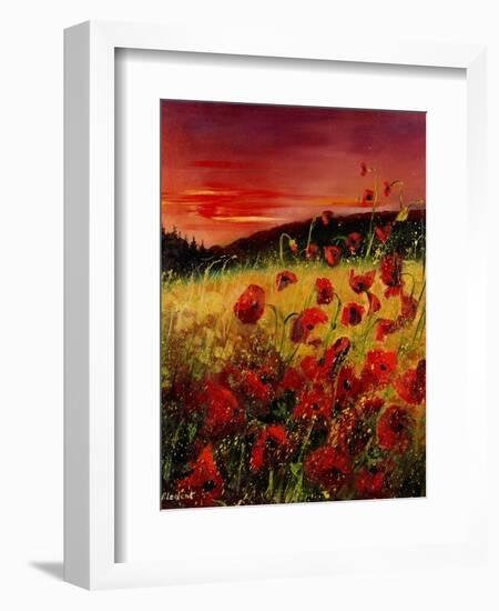 Red Poppies Sunset-Pol Ledent-Framed Art Print