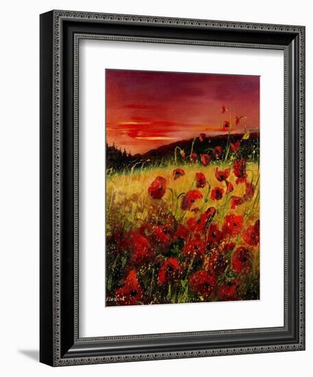 Red Poppies Sunset-Pol Ledent-Framed Art Print