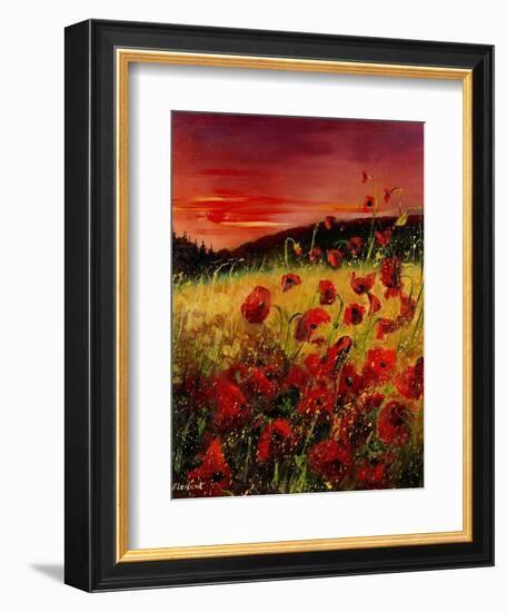 Red Poppies Sunset-Pol Ledent-Framed Art Print