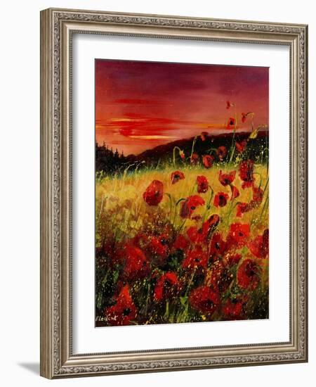 Red Poppies Sunset-Pol Ledent-Framed Art Print