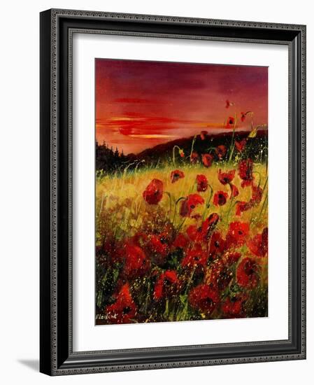 Red Poppies Sunset-Pol Ledent-Framed Art Print