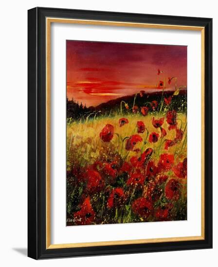 Red Poppies Sunset-Pol Ledent-Framed Art Print