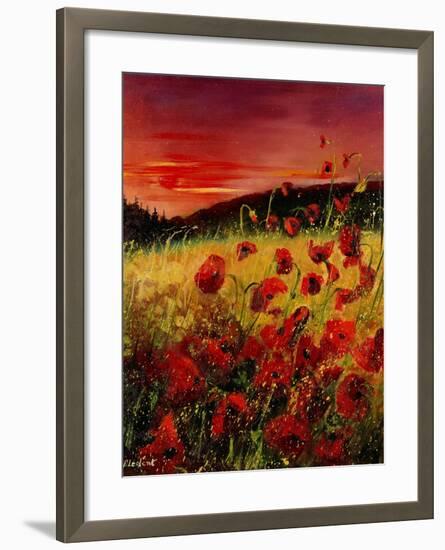 Red Poppies Sunset-Pol Ledent-Framed Art Print