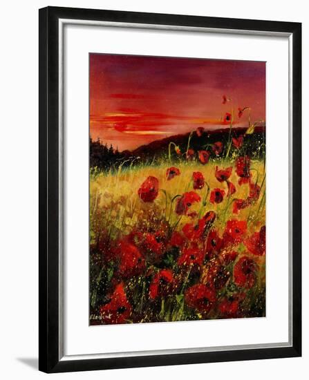 Red Poppies Sunset-Pol Ledent-Framed Art Print