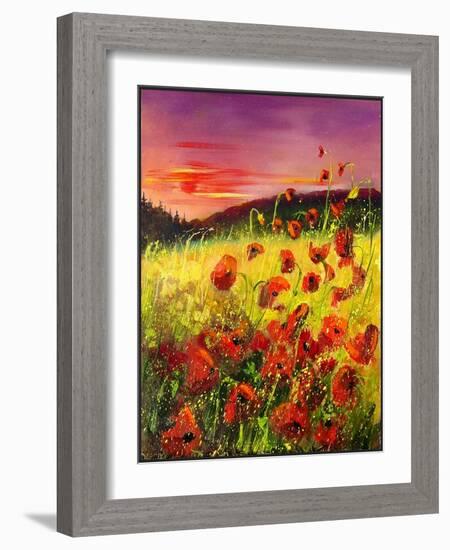 Red poppies sunset-Pol Ledent-Framed Art Print