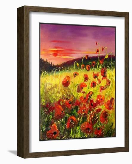 Red poppies sunset-Pol Ledent-Framed Art Print