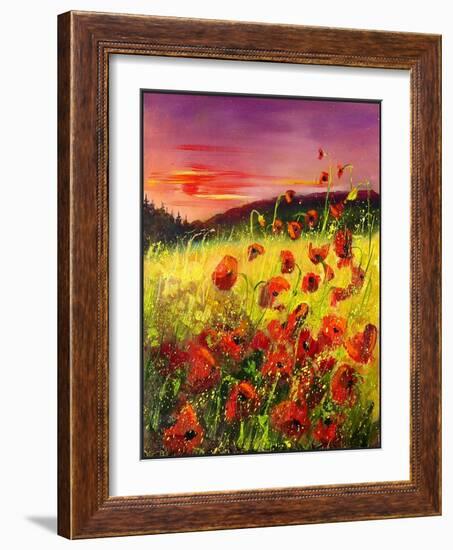 Red poppies sunset-Pol Ledent-Framed Art Print