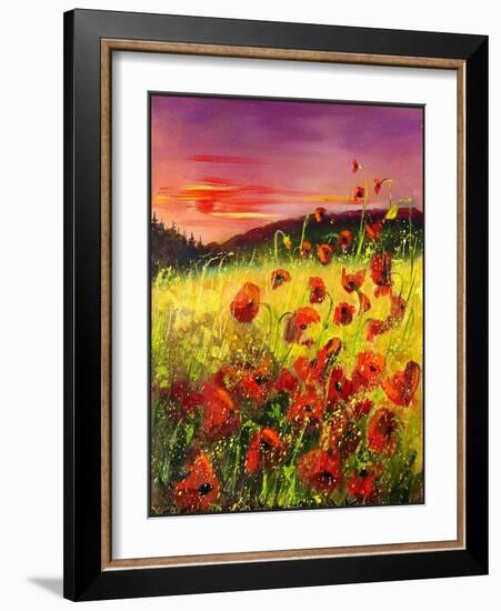 Red poppies sunset-Pol Ledent-Framed Art Print