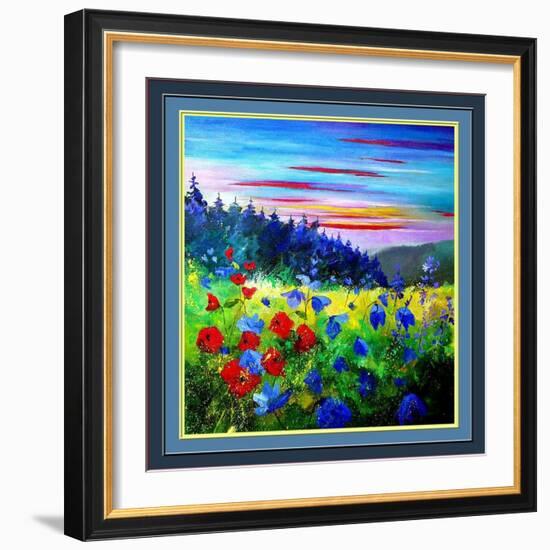 red poppies-Pol Ledent-Framed Art Print