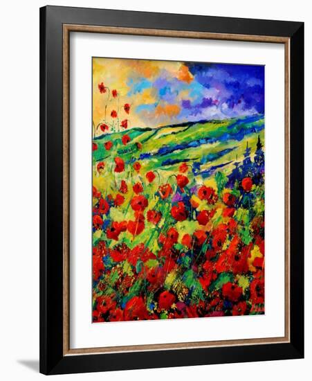 red poppies-Pol Ledent-Framed Art Print