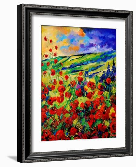 red poppies-Pol Ledent-Framed Art Print