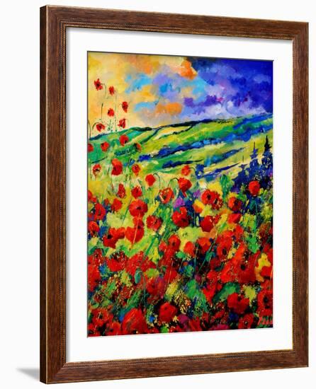 red poppies-Pol Ledent-Framed Art Print