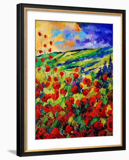 red poppies-Pol Ledent-Framed Art Print