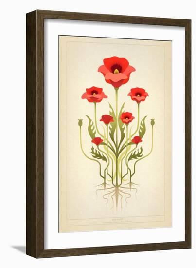 Red Poppies-null-Framed Premium Giclee Print