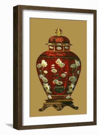 Red Porcelain on Golden Brown Pt I-null-Framed Art Print