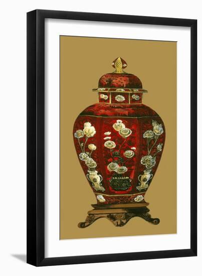 Red Porcelain on Golden Brown Pt I-null-Framed Art Print