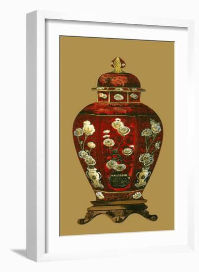 Red Porcelain on Golden Brown Pt I-null-Framed Art Print