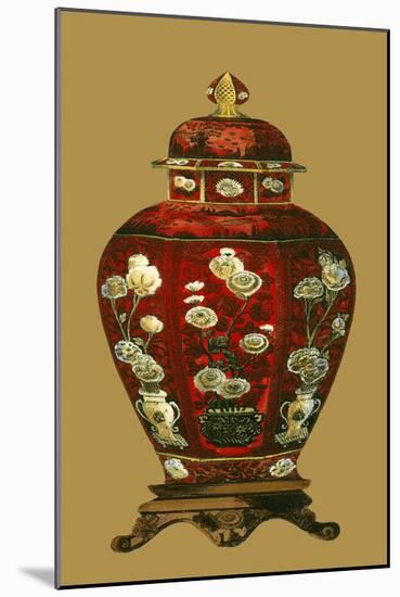 Red Porcelain on Golden Brown Pt I-null-Mounted Art Print