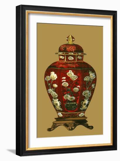 Red Porcelain on Golden Brown Pt I-null-Framed Art Print