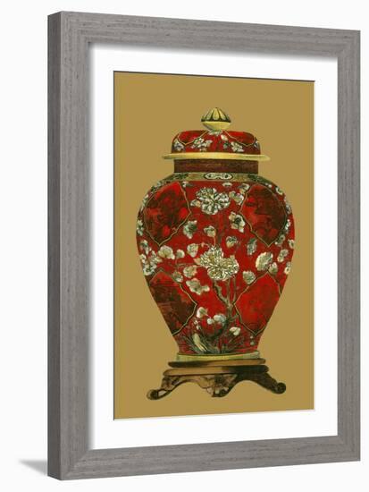Red Porcelain on Golden Brown Pt II-null-Framed Art Print