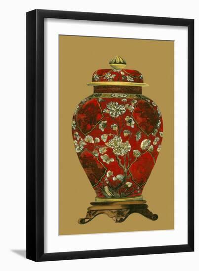 Red Porcelain on Golden Brown Pt II-null-Framed Art Print