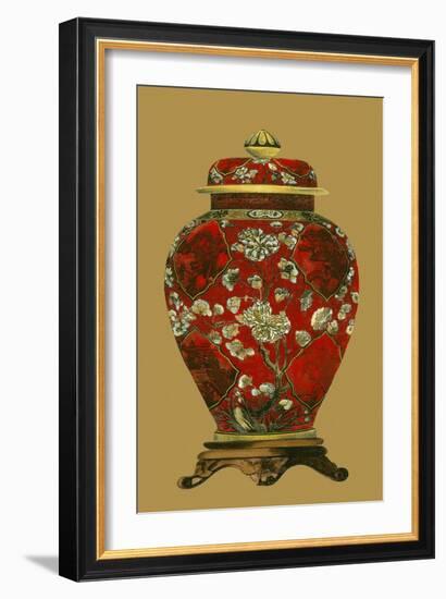 Red Porcelain on Golden Brown Pt II-null-Framed Art Print