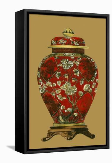 Red Porcelain on Golden Brown Pt II-null-Framed Stretched Canvas