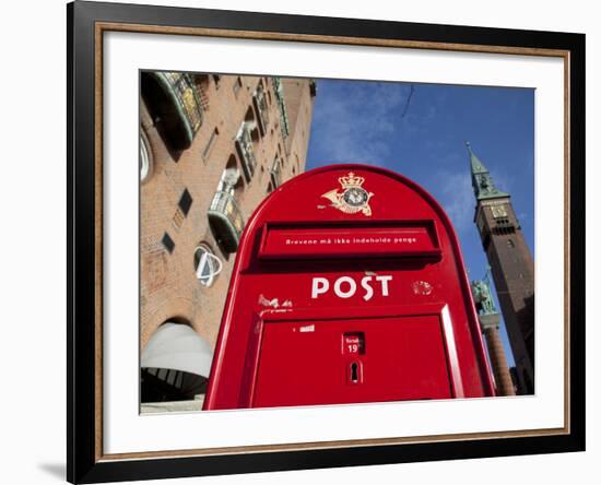 Red Post Box, City Hall Square, Copenhagen, Denmark, Scandinavia, Europe-Frank Fell-Framed Photographic Print