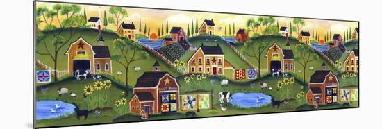 Red Quilters Barn Country Folk Art Farm-Cheryl Bartley-Mounted Giclee Print