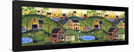 Red Quilters Barn Country Folk Art Farm-Cheryl Bartley-Framed Giclee Print