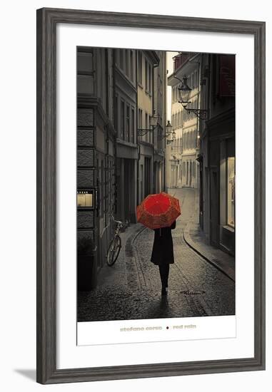 Red Rain-Stefano Corso-Framed Art Print