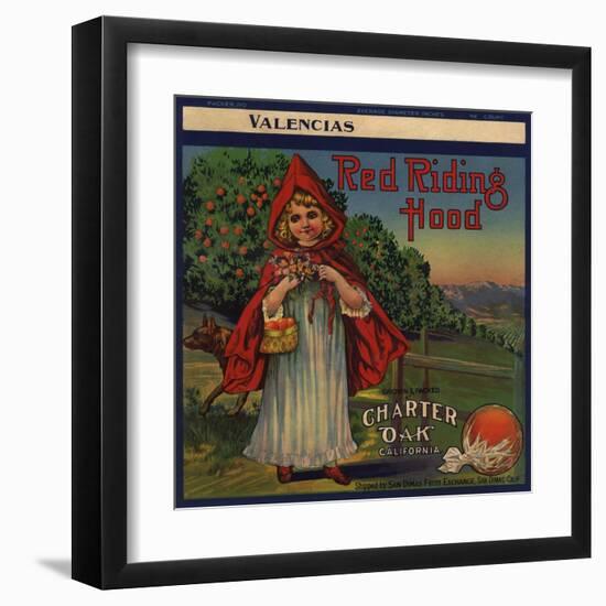 Red Riding Hood Brand - Charter Oak, California - Citrus Crate Label-Lantern Press-Framed Art Print