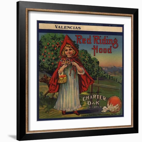 Red Riding Hood Brand - Charter Oak, California - Citrus Crate Label-Lantern Press-Framed Art Print