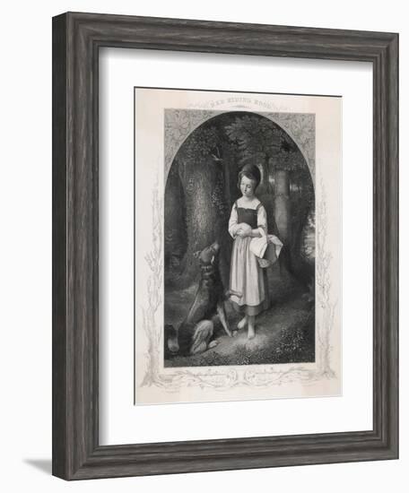 Red Riding Hood Encounters a Friendly Wolf in the Woods Who Offers Her His Paw-Harry Payne-Framed Art Print