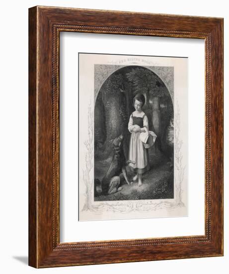 Red Riding Hood Encounters a Friendly Wolf in the Woods Who Offers Her His Paw-Harry Payne-Framed Art Print