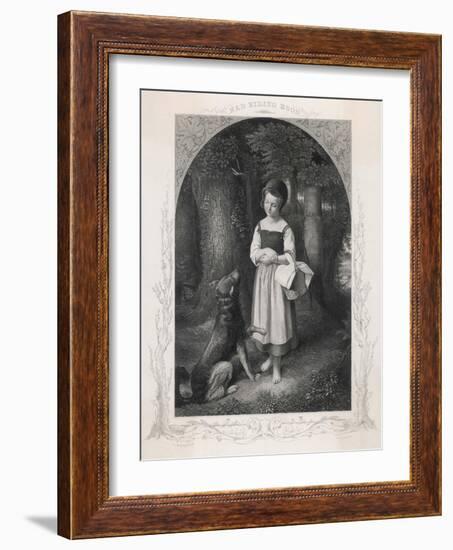 Red Riding Hood Encounters a Friendly Wolf in the Woods Who Offers Her His Paw-Harry Payne-Framed Art Print