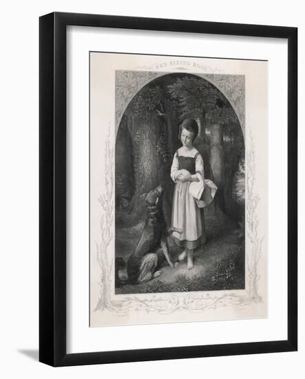 Red Riding Hood Encounters a Friendly Wolf in the Woods Who Offers Her His Paw-Harry Payne-Framed Art Print